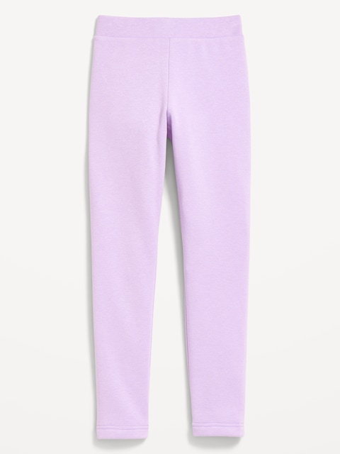High-Waisted Full-Length Fleece Leggings for Girls - Clary Sage