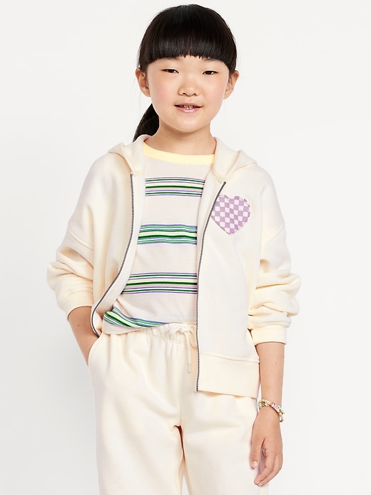 Image number 1 showing, Favorite Fleece Printed Zip-Front Hoodie for Girls