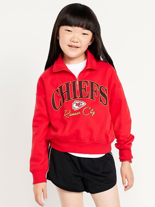 Image number 1 showing, NFL™ Kansas City Chiefs™ Oversized Quarter-Zip Sweatshirt for Girls