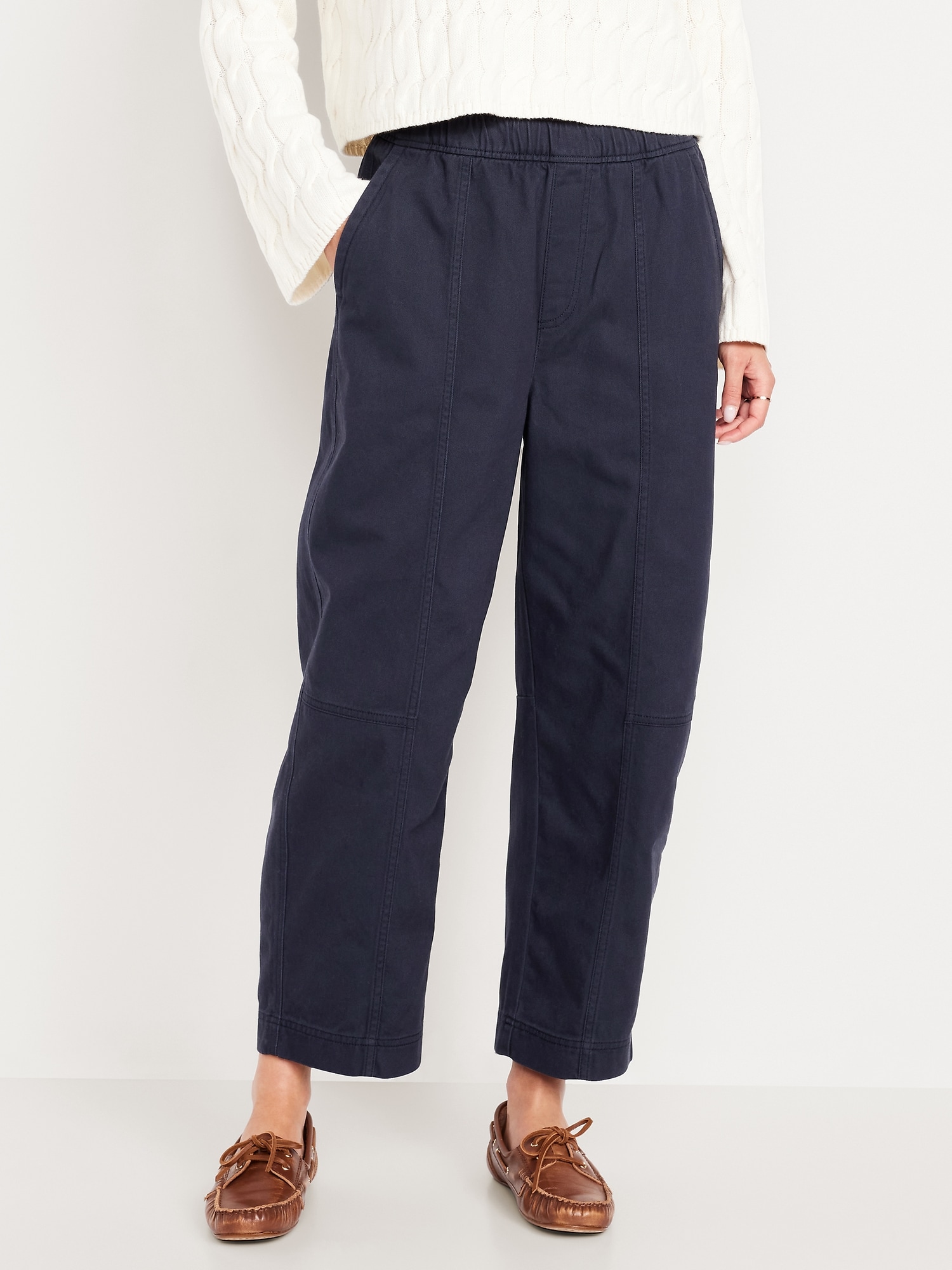 High-Waisted Barrel Ankle Pants