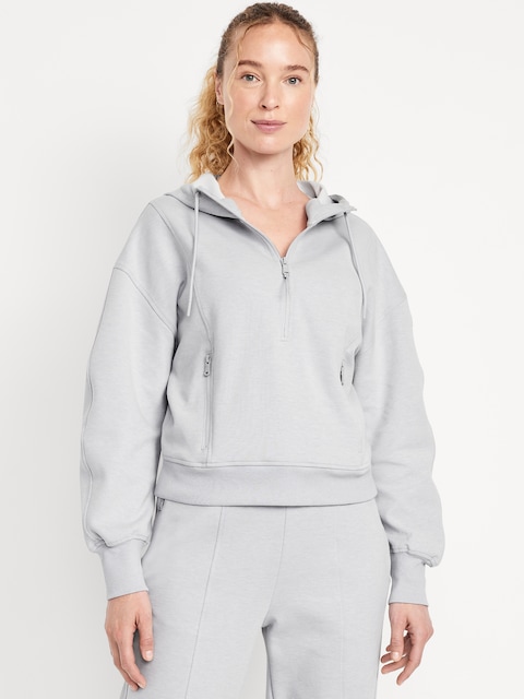Dynamic Fleece Half-Zip Hoodie Sweatshirt - Heather Gray