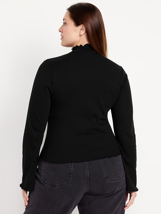 Image number 7 showing, Mock-Neck Lettuce-Edge Rib Top