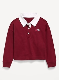 Image number 1 showing, Long-Sleeve Cropped Polo Top for Toddler Girls