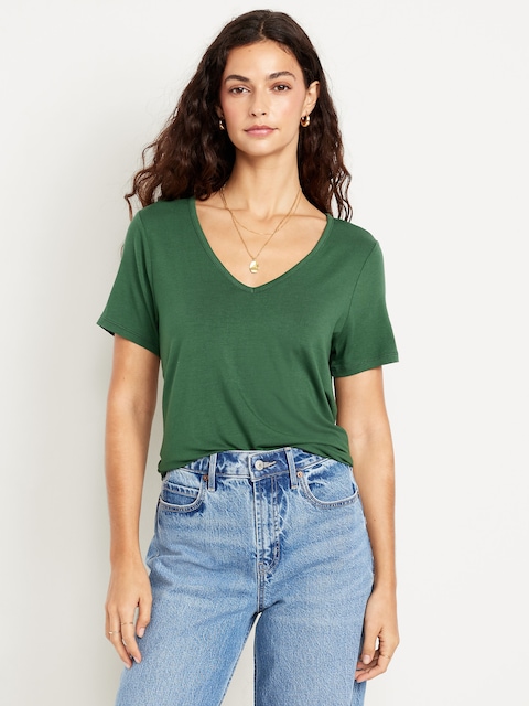 Luxe V-Neck T-Shirt - Field Of Greens
