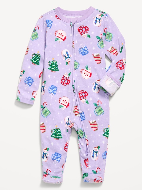 2-Way-Zip Sleep & Play Footed One-Piece for Baby - Purple Mugs (Match The Fam!)