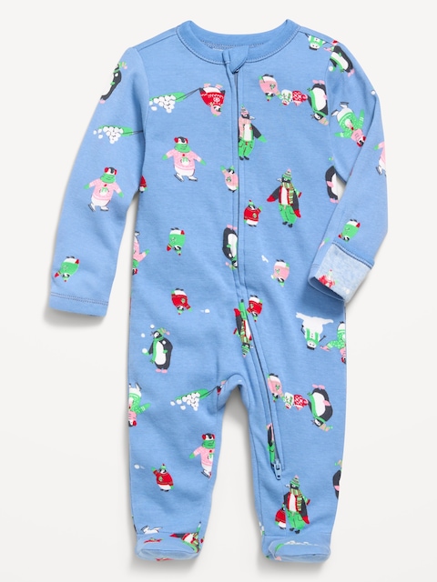 2-Way-Zip Sleep & Play Footed One-Piece for Baby - Penguins (Match The Fam!)