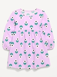 Image number 1 showing, Printed Long-Sleeve Ribbed Dress for Toddler Girls