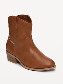 Image number 1 showing, Faux-Suede Side-Zip Western Booties for Girls