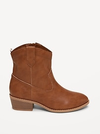 Image number 3 showing, Faux-Suede Side-Zip Western Booties for Girls