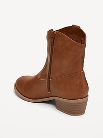 Image number 4 showing, Faux-Suede Side-Zip Western Booties for Girls