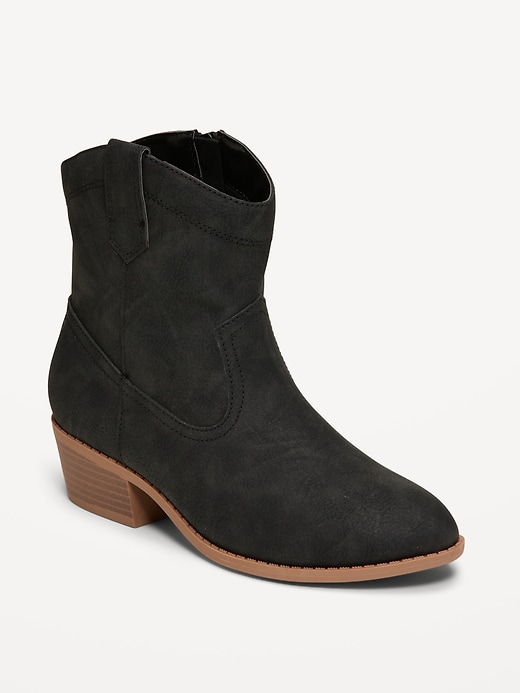 Image number 1 showing, Faux-Suede Side-Zip Western Booties for Girls