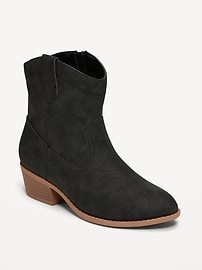 Image number 1 showing, Faux-Suede Side-Zip Western Booties for Girls