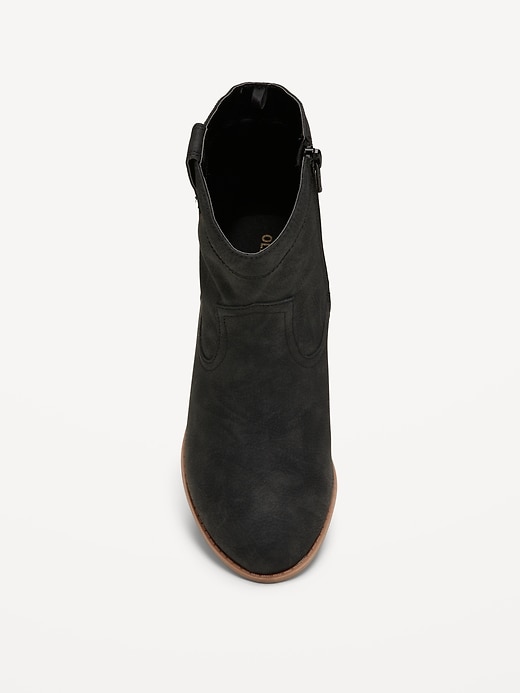Image number 2 showing, Faux-Suede Side-Zip Western Booties for Girls