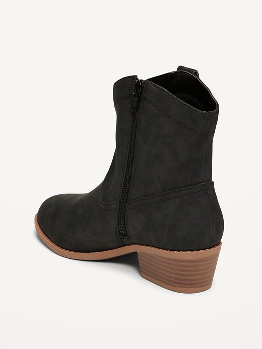 Image number 4 showing, Faux-Suede Side-Zip Western Booties for Girls