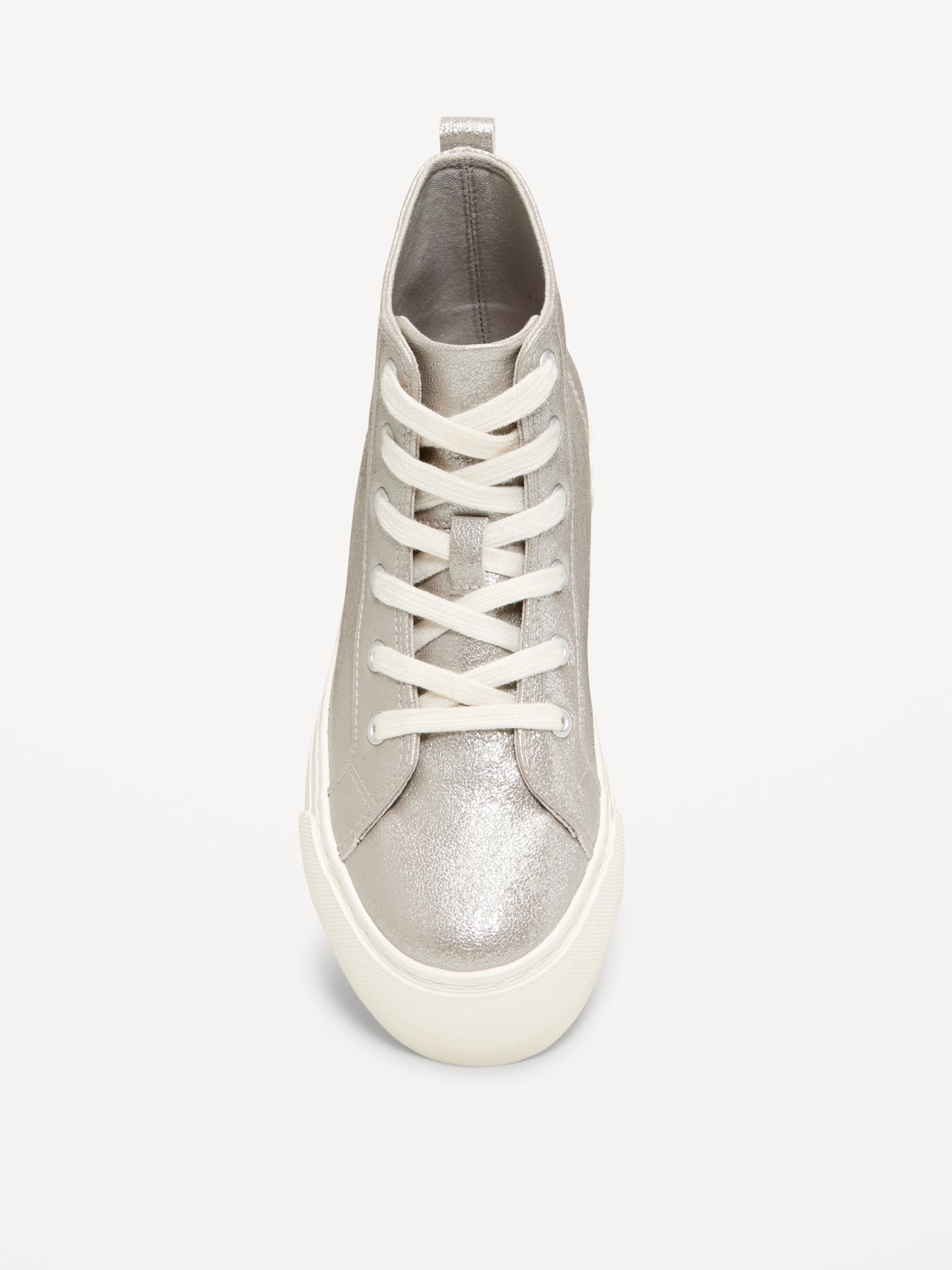 High-Top Platform Shiny Faux-Leather Sneakers for Girls