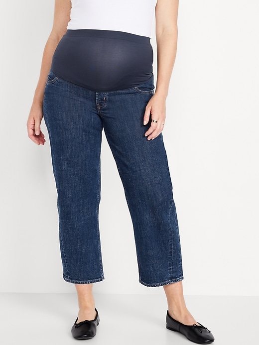 Image number 3 showing, Maternity Full-Panel Baggy Barrel Jeans