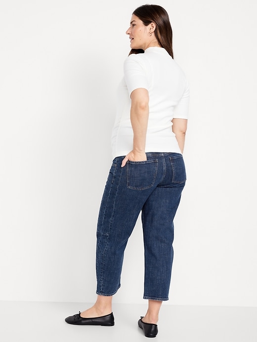 Image number 2 showing, Maternity Full-Panel Baggy Barrel Jeans