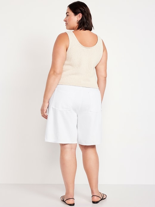 Image number 7 showing, Mid-Rise Baggy Jean Bermuda Shorts -- 9-inch inseam