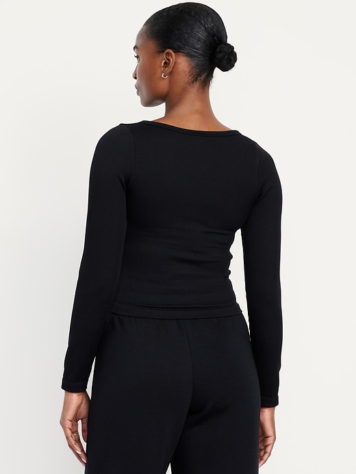 Image number 2 showing, Exhale Seamless Cropped Henley Top