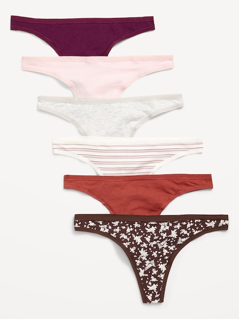6-Pack Low-Rise Everyday Cotton Thong - Seasonal Stripes
