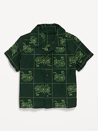 Image number 2 showing, Printed Short-Sleeve Linen-Blend Shirt for Toddler Boys