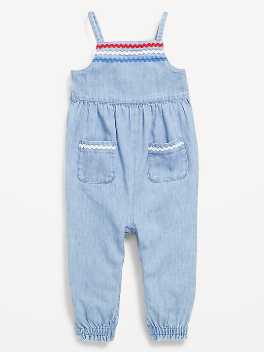 Image number 2 showing, Sleeveless Chambray Pocket Jumpsuit for Baby