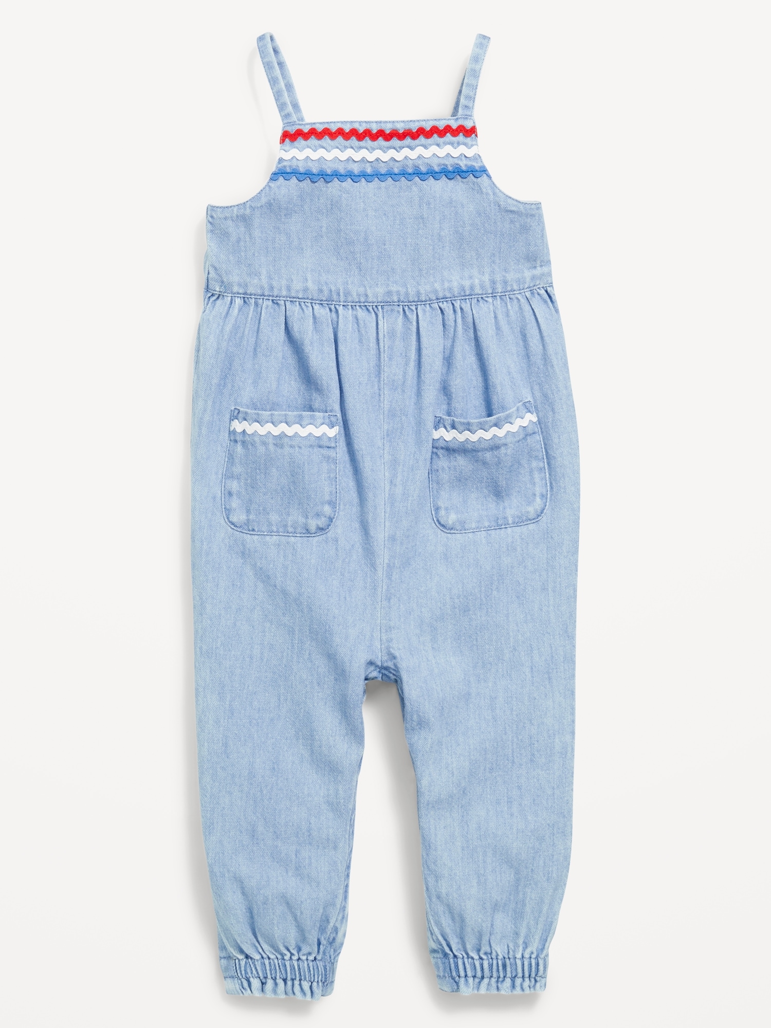 Sleeveless Chambray Pocket Jumpsuit for Baby