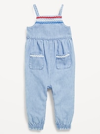 Image number 2 showing, Sleeveless Chambray Pocket Jumpsuit for Baby