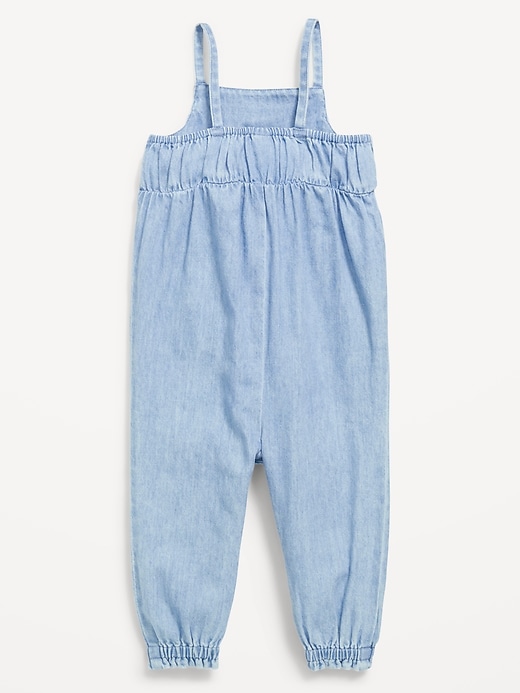 Image number 4 showing, Sleeveless Chambray Pocket Jumpsuit for Baby
