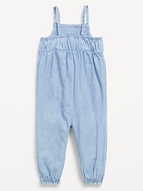 Image number 4 showing, Sleeveless Chambray Pocket Jumpsuit for Baby