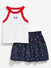 Image number 2 showing, Fitted Halter Graphic Tank and Skort Set for Toddler Girls