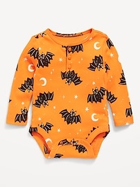Image number 1 showing, Printed Long-Sleeve Henley Bodysuit for Baby