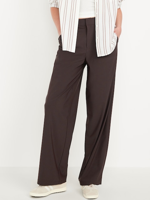 High-Waisted SleekTech Trouser Pants - Black Coffee
