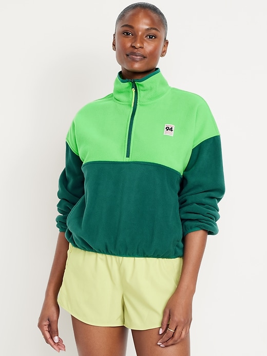 Image number 1 showing, Oversized Performance Microfleece Cropped Half Zip
