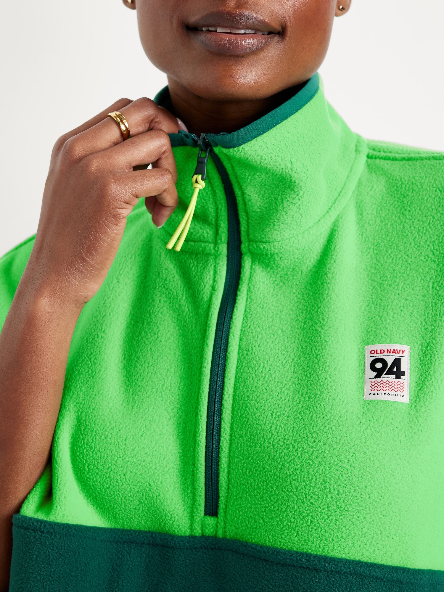 Oversized Performance Microfleece Cropped Half Zip