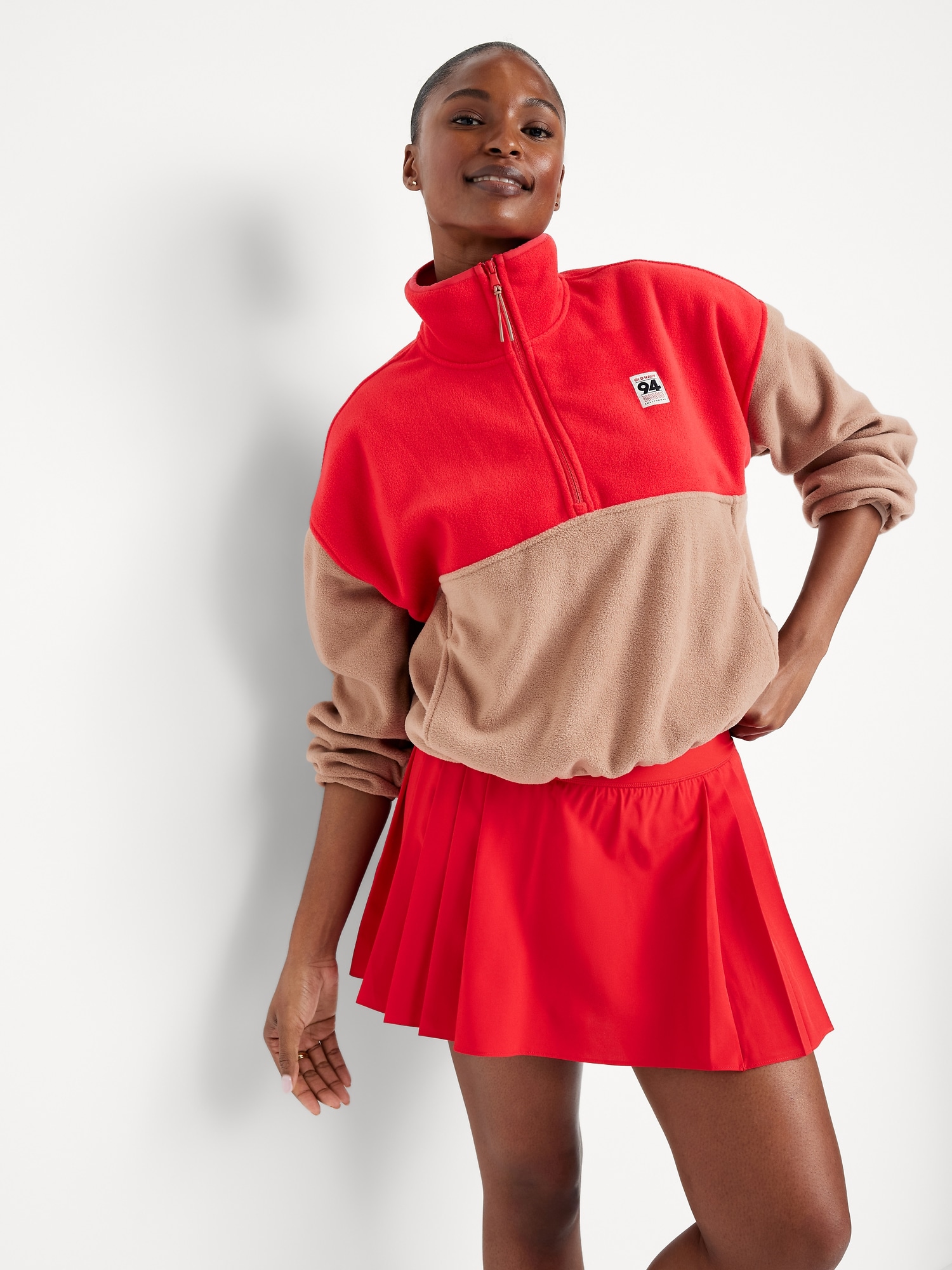 Oversized Performance Microfleece Cropped Half Zip | Old Navy