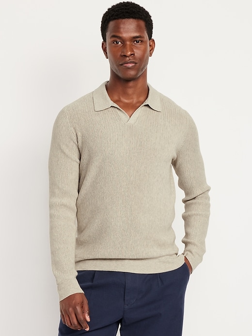 Image number 1 showing, Long-Sleeve Sweater-Knit Polo