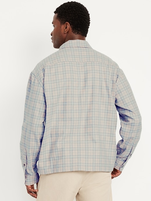 Image number 2 showing, Loose Fit Cropped Plaid Flannel Shirt