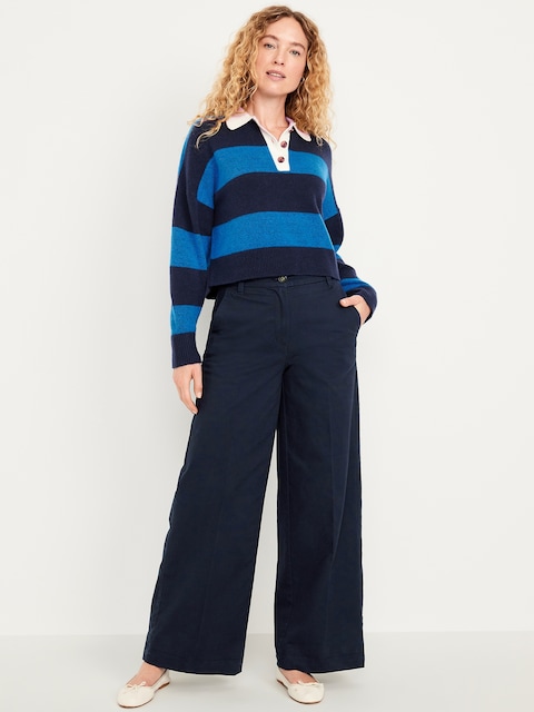 Extra High-Waisted Super Wide-Leg Chino Pants - Navy Captain