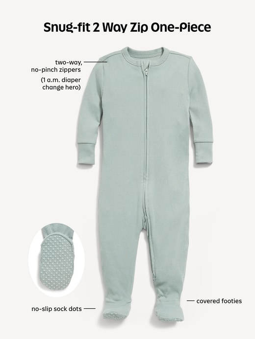 Image number 4 showing, Snug-Fit 2 Way Zip Footed One-Piece for Baby