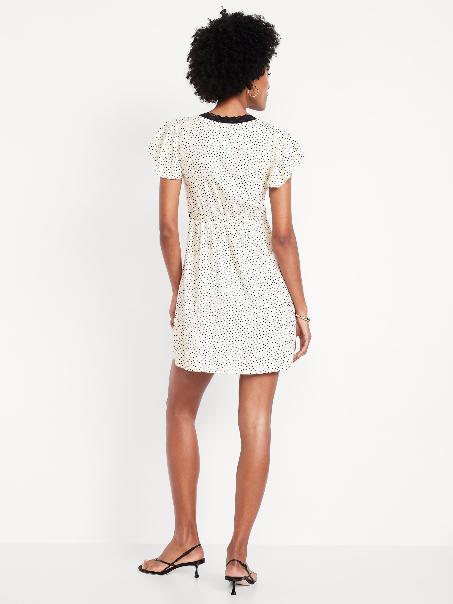 Fit & Flare Crepe Lace-Trim Mini Dress