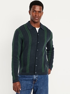 Striped Button-Front Cardigan Sweater