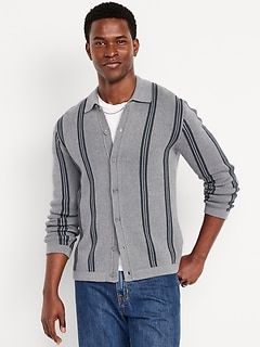 Striped Button-Front Cardigan Sweater