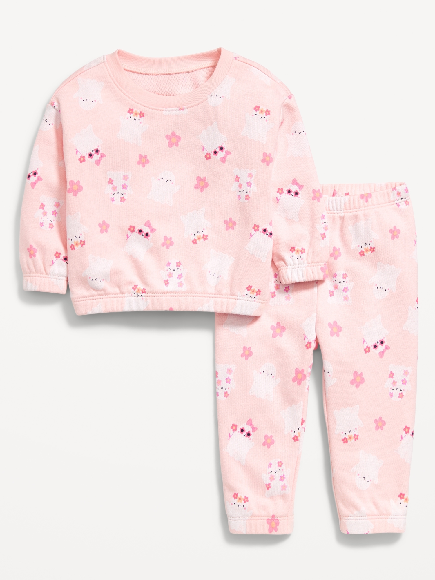Printed French Terry Sweatshirt and Pants Set for Baby