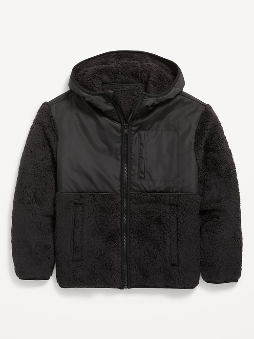 Image number 2 showing, Loose Sherpa Pocket Hooded Jacket for Boys
