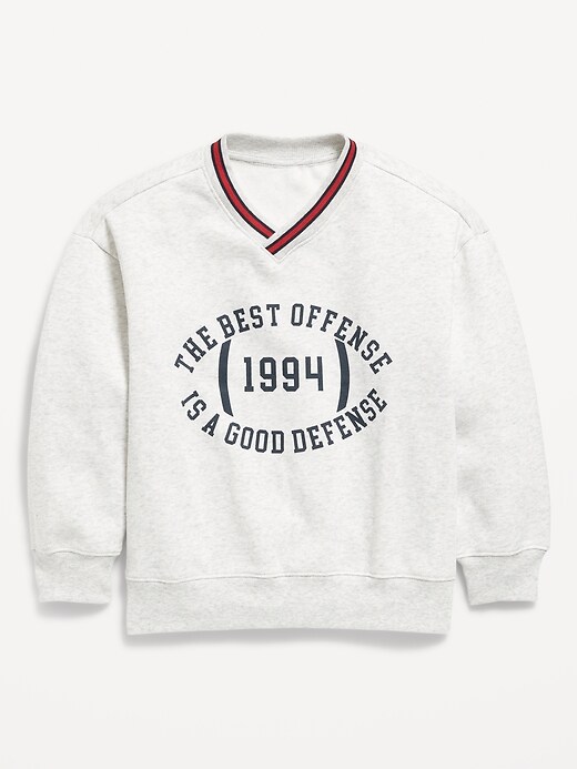 Image number 2 showing, Oversized V-Neck Graphic Sweatshirt for Boys