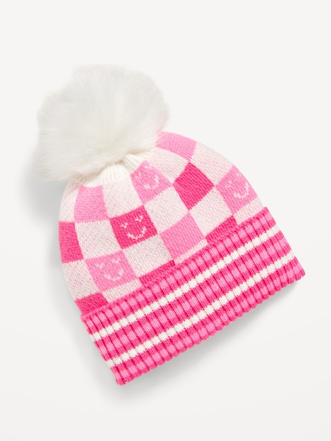 Printed Beanie for Girls - Pink Premiere