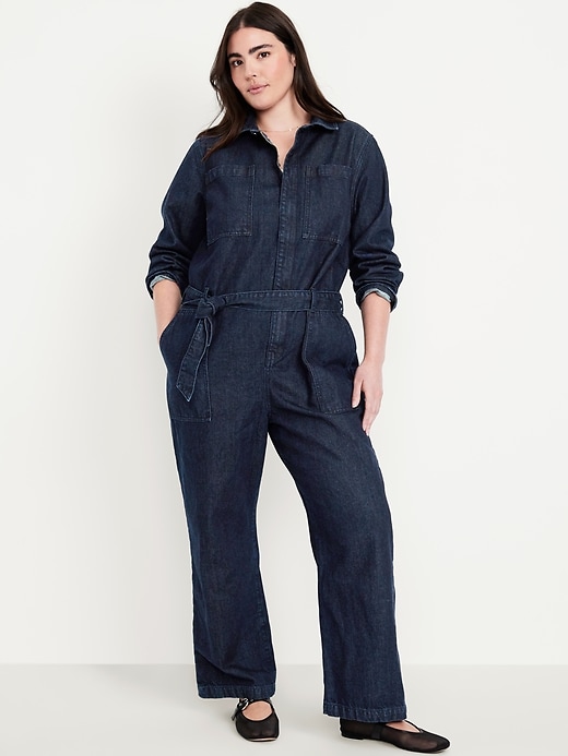 Image number 4 showing, Long-Sleeve Denim Jumpsuit