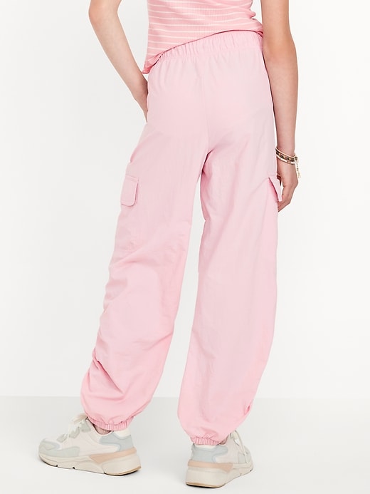 Image number 2 showing, High-Waisted Side Ruched Cargo Parachute Joggers for Girls