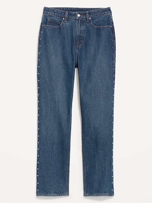 Image number 8 showing, Extra High-Waisted Studded Straight Jeans